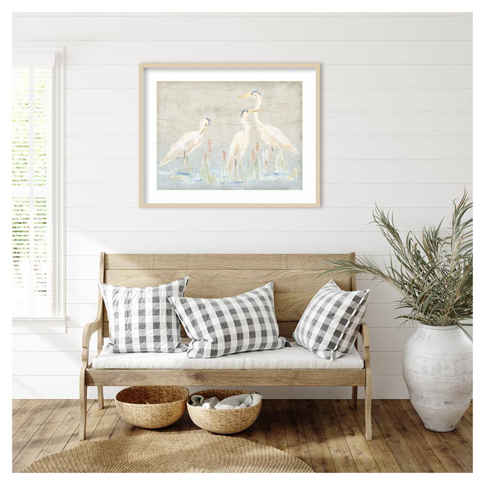 Driftwood Waterbirds II Natural Wood Framed Wall Art Print