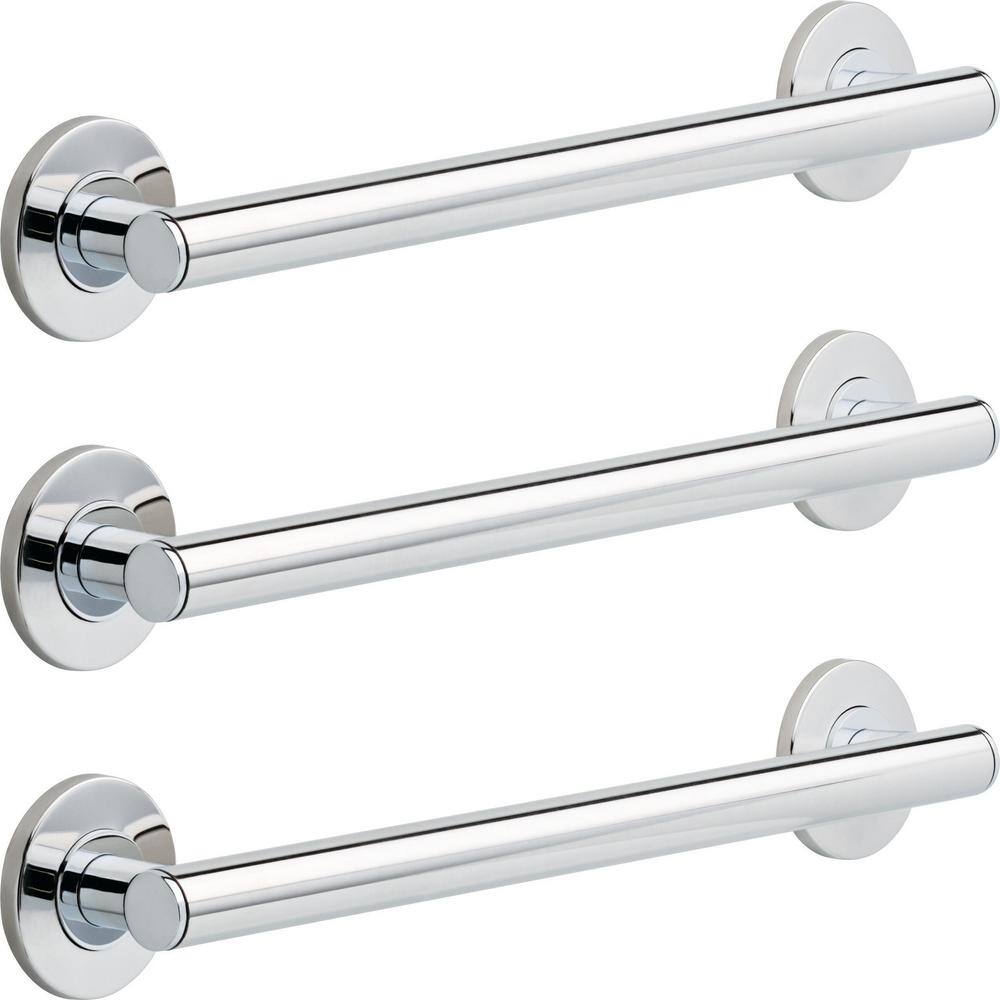 Stainless Steel Wall Mounted Bathroom Grab Bars, 18-inch, Set of 3