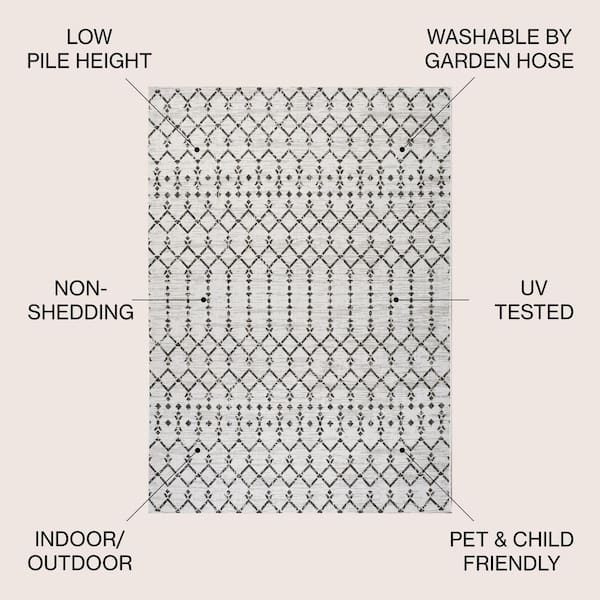 JONATHAN Y Ourika Moroccan Geometric Textured Weave Cream/Black 5