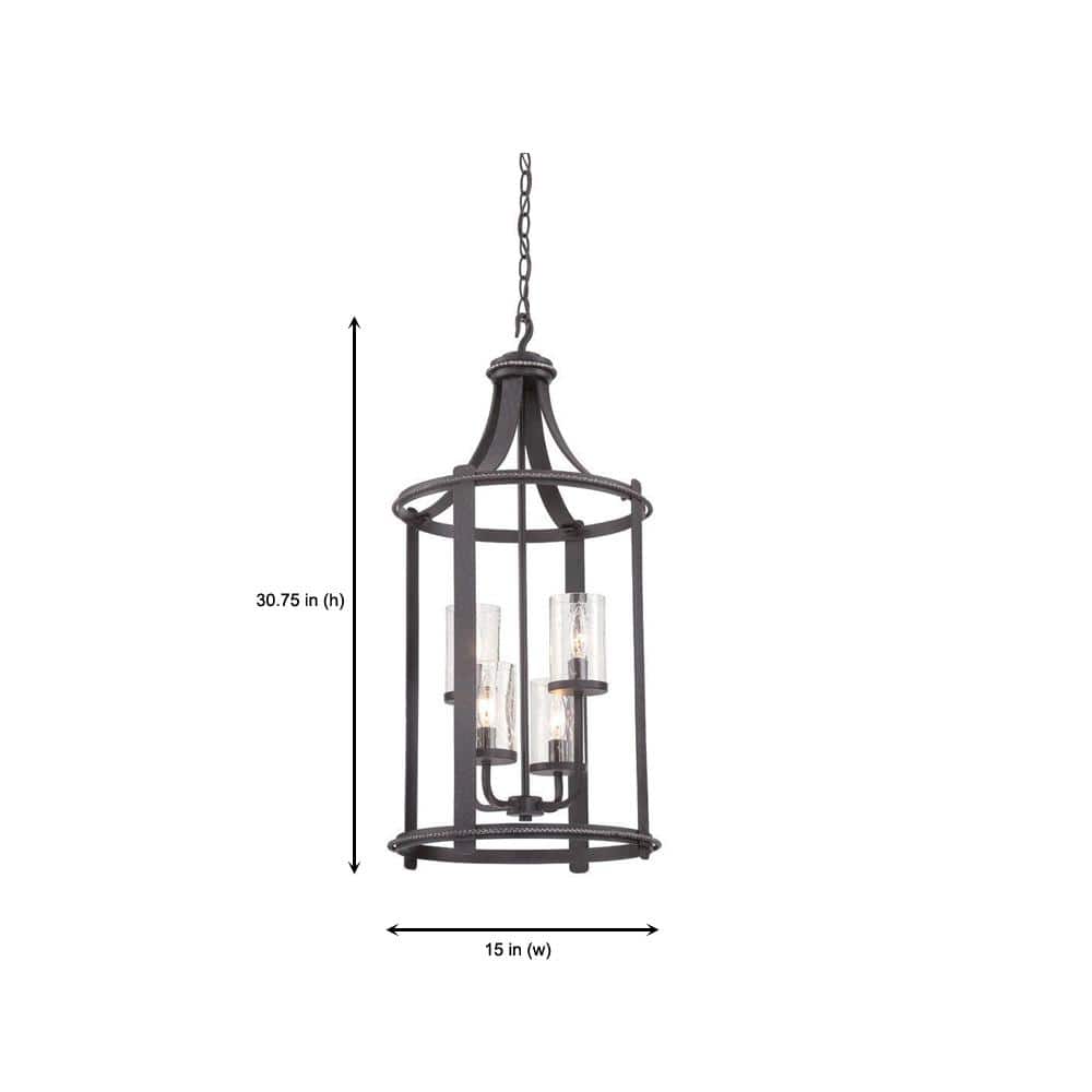 Black Glass 4-Light Indoor/Outdoor Pendant
