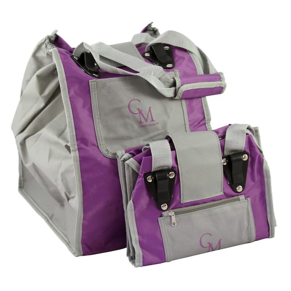 CarryMore Reusable Sturdy Shopping Tote/Bag in Purple with Gray Trimming (2-Pack)