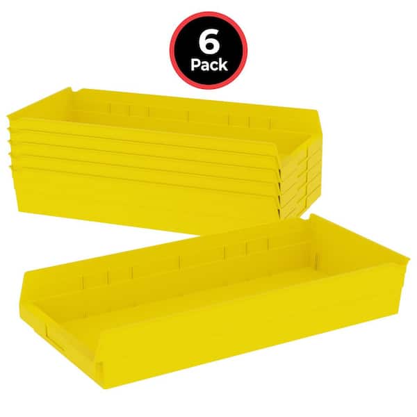 30174 Series, 11 1/8 in. W x 23 5/8 in. D x 4 in. H, Yellow Open Hopper Shelf Bins Storage Organizer System, 6-Pack