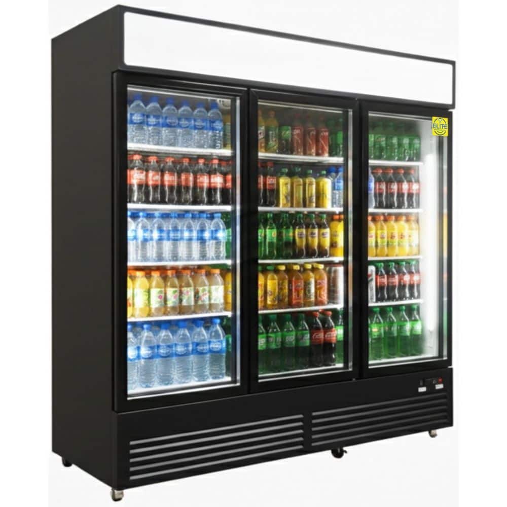 74 in. 49 cu. ft. Auto/Cycle Defrost Commercial 3 Glass Door Refrigerator EDC50M in Black