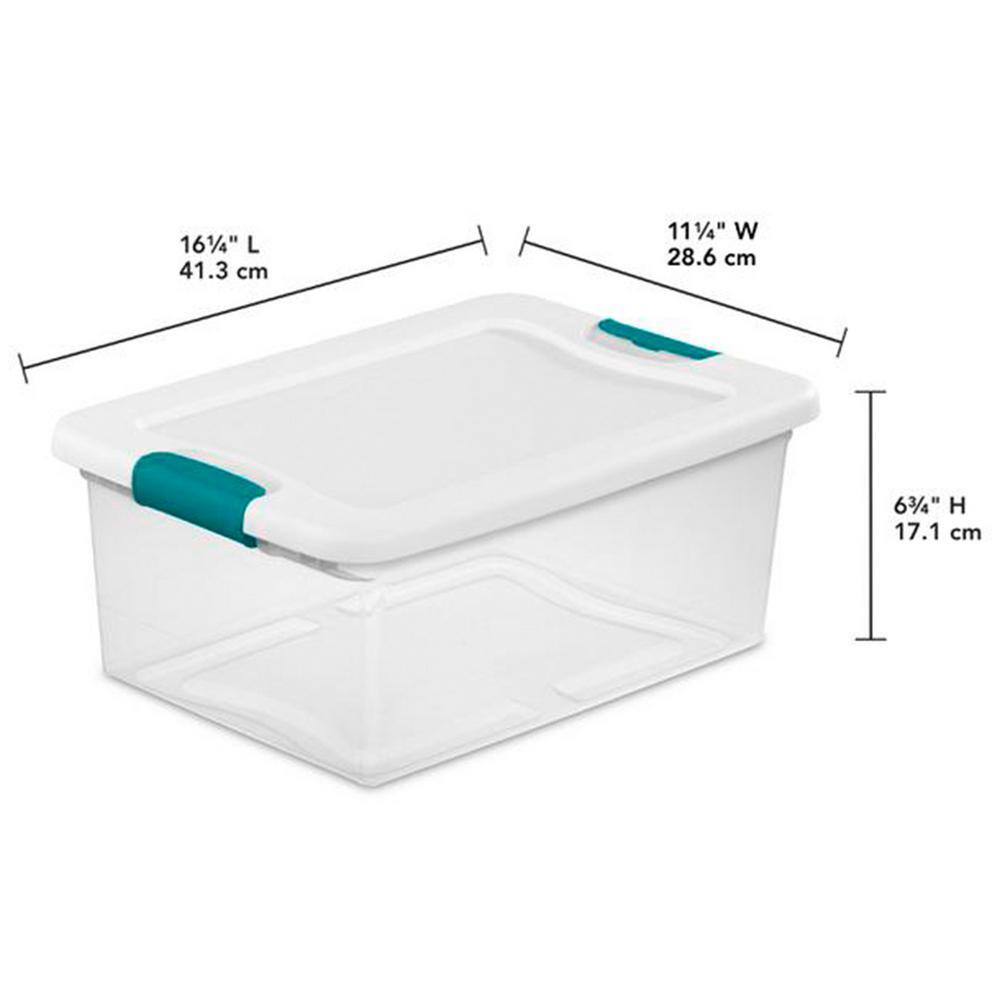 Clear Stackable Plastic Storage Boxes with Latching Lids, 24 Pack