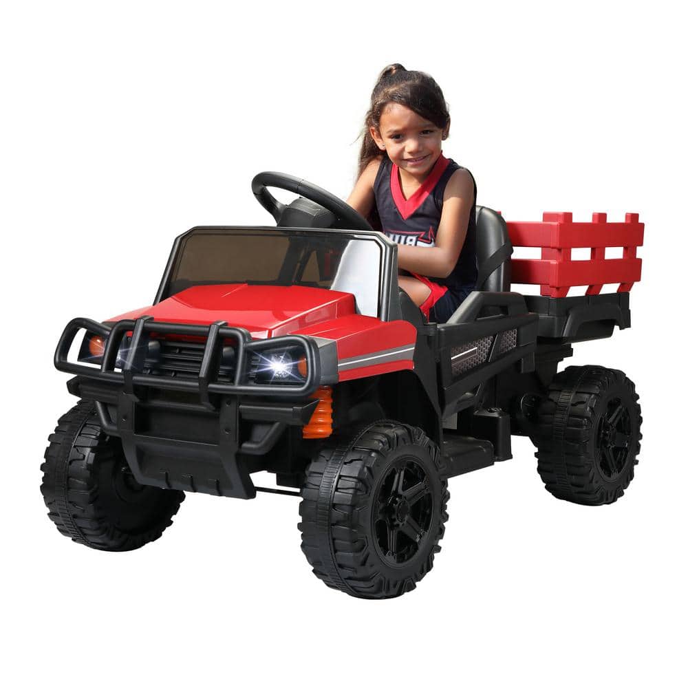 TOBBI 12-Volt Kids Ride On Tractor Truck Battery-Powered Car with ...