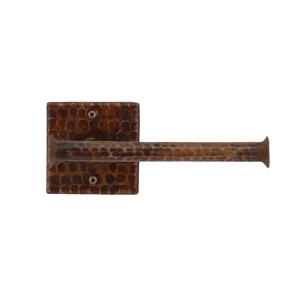 Hand Hammered Copper and Wood Oil Rubbed Bronze Toilet Paper Holder
