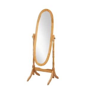 Cheval-Style 22.5 in. W x 59.2 in. H Oval Wood Frame Oak Floor Mirror with Bracketed Feet