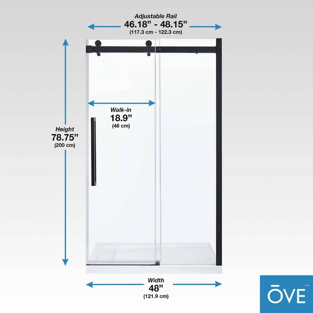 Bel 48" x 78.75" Oil-Rubbed Bronze Frameless Sliding Shower Door