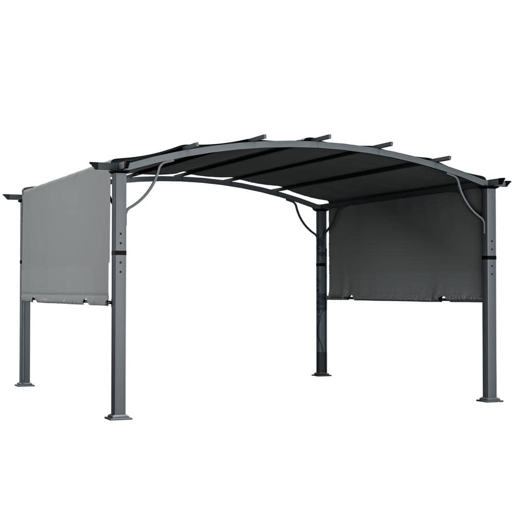 12 ft. x 12 ft. Gray Aluminum Outdoor Pergola with Slightly Arched Canopy and Retractable Shade price history on PriceWatchPro