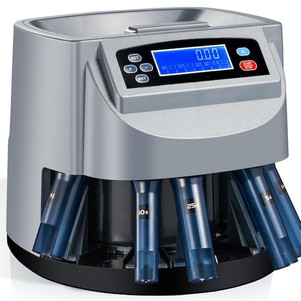 Electric Coin Counter and Sorter Machine 500 Coin Capacity LCD Display Automatic Wrapping 270 Coins Minute