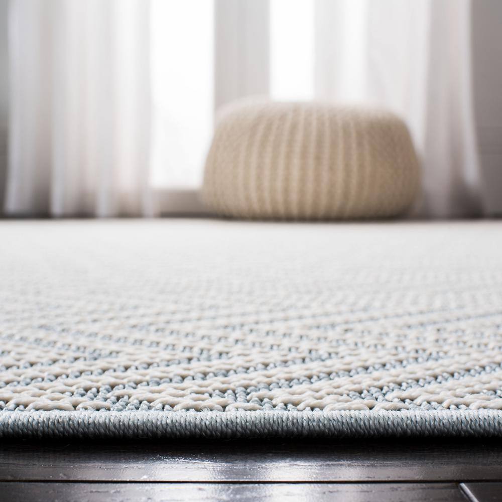 Blue Geometric Flat Woven Rectangular Washable Rug