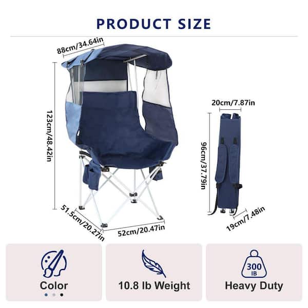 MOEPISY Blue Steel Folding Camping Chairs Lawn Beach Chairs with