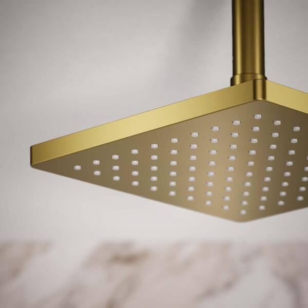 KOHLER 1-Spray Patterns with 1.75 GPM 8 in. Ceiling Mounted Fixed Shower Head in Vibrant Brushed Moderne Brass