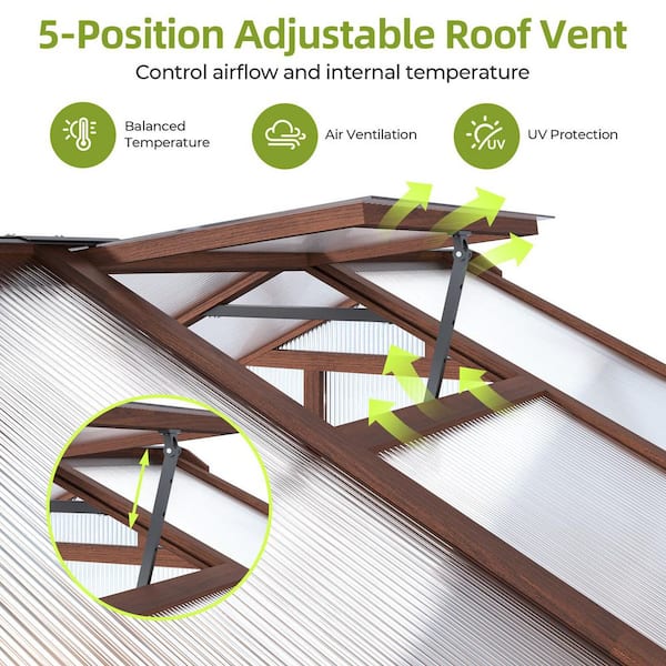 Epicpoplar 6 ft. x 8 ft. Cedar Wood Walk-In Greenhouse Kit with