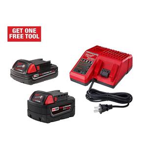 M18 18-Volt Lithium-Ion Starter Kit with One 5.0 Ah and One 2.0 Ah Battery and Charger