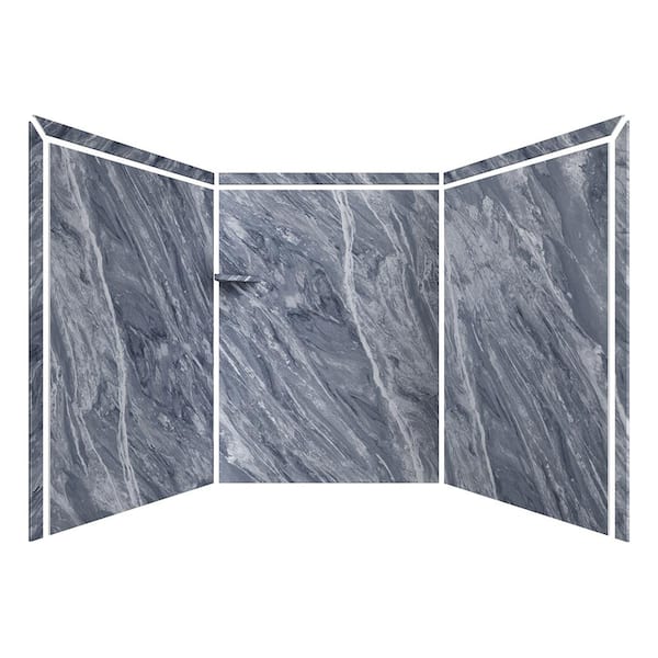 Adaptable 60 in. x 60 in. x 80 in. 9-Piece Easy Up Adhesive Alcove Shower Surround in Beaumont