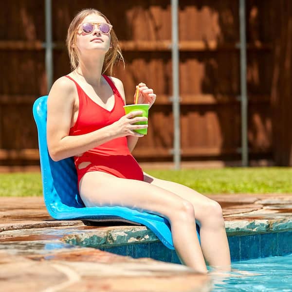 Super Soft 19 in. Bahama Blue Foam Folding Lake Poolside Chair