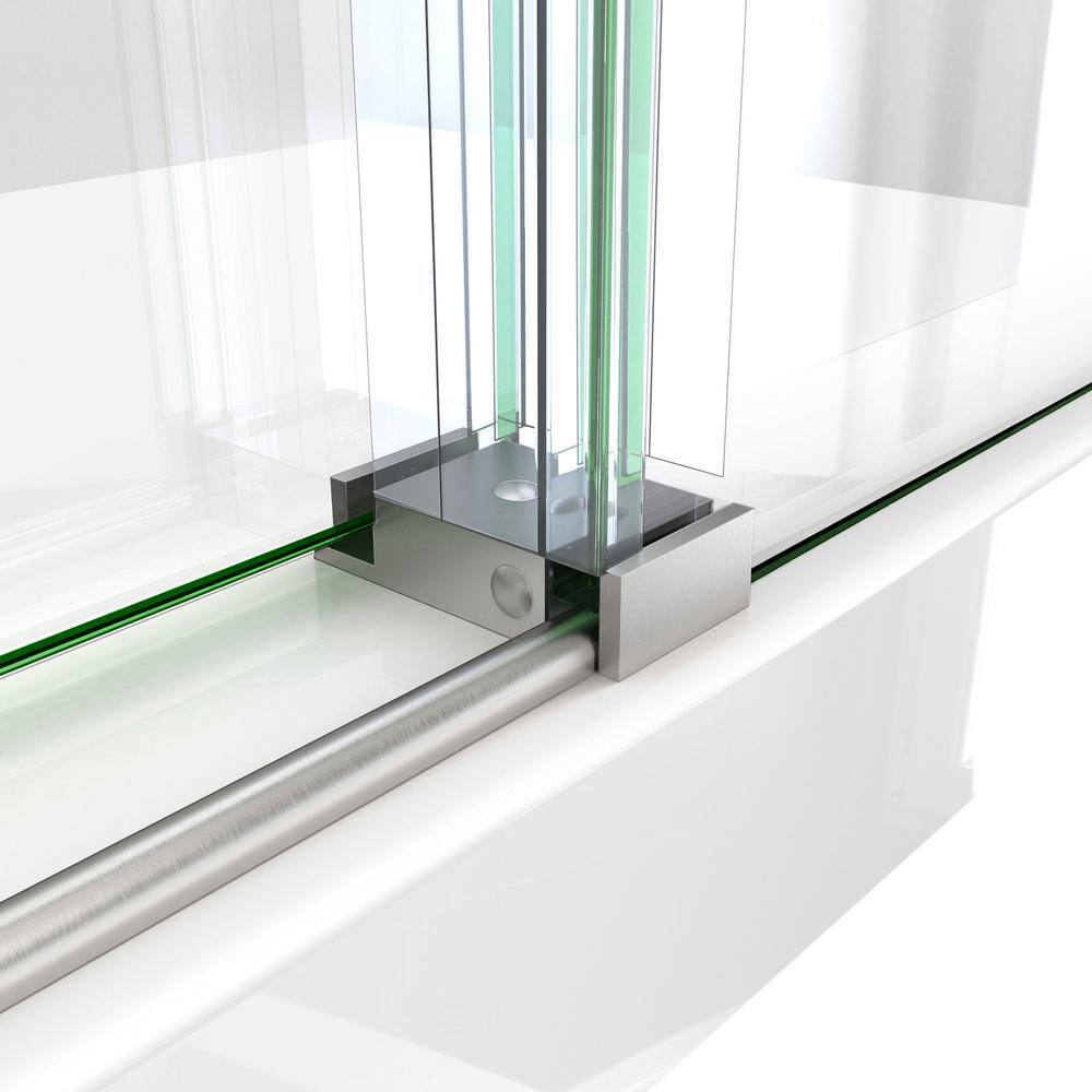 Clear Glass Frameless Sliding Shower Enclosure with Stainless Steel Hardware