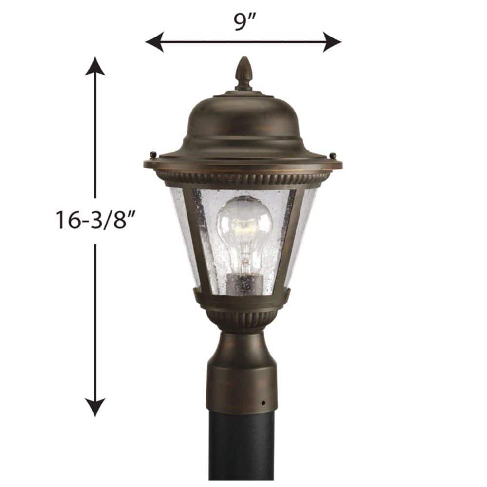 Antique Bronze Clear Seeded Glass Outdoor Post Lantern