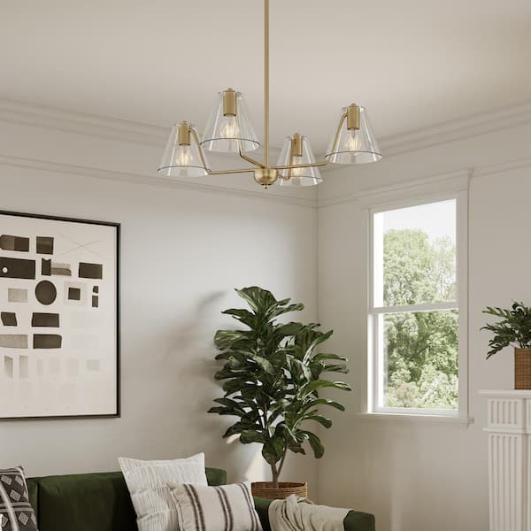 Progress Lighting Avec 30 in. 4-Light Brushed Gold Contemporary Pendant