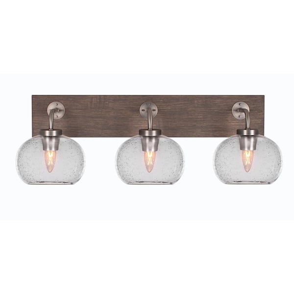 Unbranded Kirby 27.25 in. 3-Light Graphite and Painted Distressed Wood-look Metal Vanity Light
