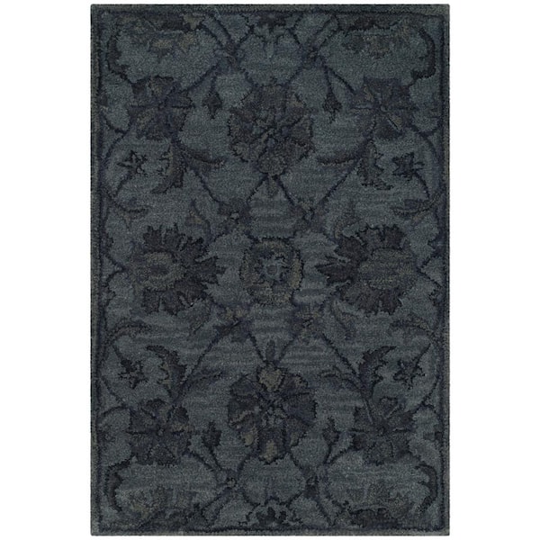 SAFAVIEH Antiquity Gray/Multi Doormat 2 ft. x 4 ft. Floral Area Rug