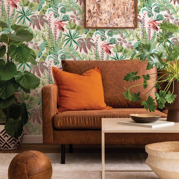 Cactus Rose Flamingo Daydream Vinyl Peel and Stick Wallpaper Roll (Covers 28 sq. ft.)