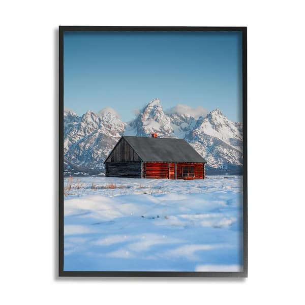 Stupell Industries Cabin in Snowy Mountains by Jared Kreiss 1-Piece Framed Graphic Print Nature Poster Art Print 14 in. x 11 in.