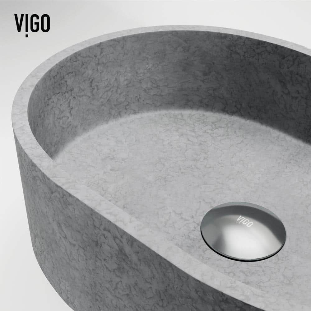 Giralda Gothic Gray Stone Oval Vessel Bathroom Sink