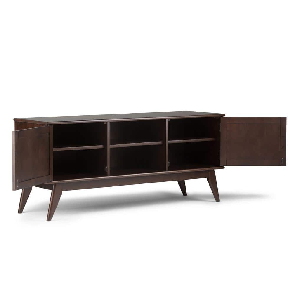 Medium Auburn Brown Rubberwood TV Cabinet with Shelves
