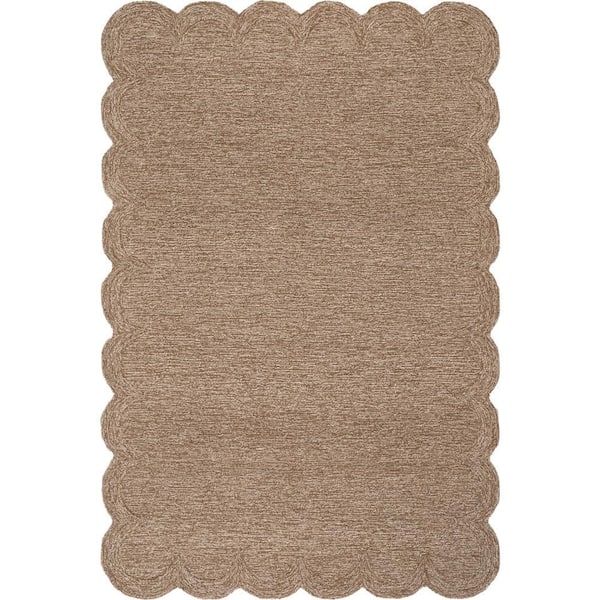 Elira Solid Bordered Area Tan 9 ft. x 12 ft. Indoor Area Rug