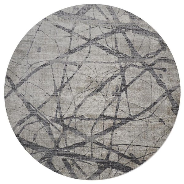 2 ft. x 8 ft. Gray, Ivory Abstract Area Rug