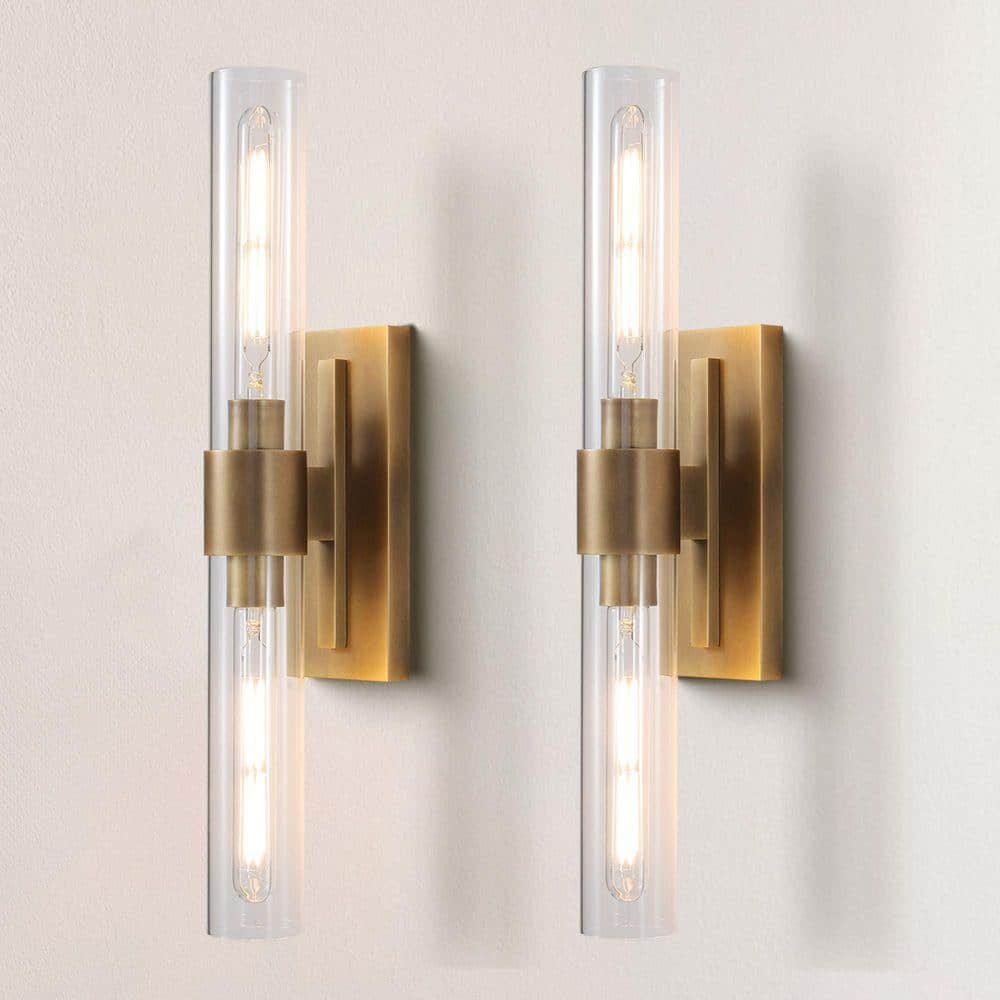 24.8 in. 2-Light Antique Gold Wall Sconce, Vanity Light, Modern Wall Light for Living Room, Bathroom, Bedroom (Set of 2) price history on PriceWatchPro