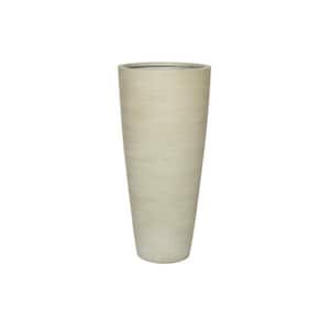 14.57 in. W x 31.5 in. H Large Round Beige Washed Ficonstone Indoor Outdoor Dax Planter
