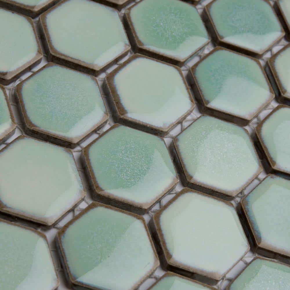 Mint Green Hexagon Porcelain Mosaic Tile for Walls and Floors