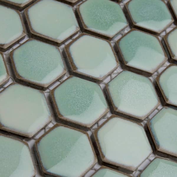 Merola Tile Hudson 1 in. Hex Mint Green 6 in. x 6 in. Porcelain
