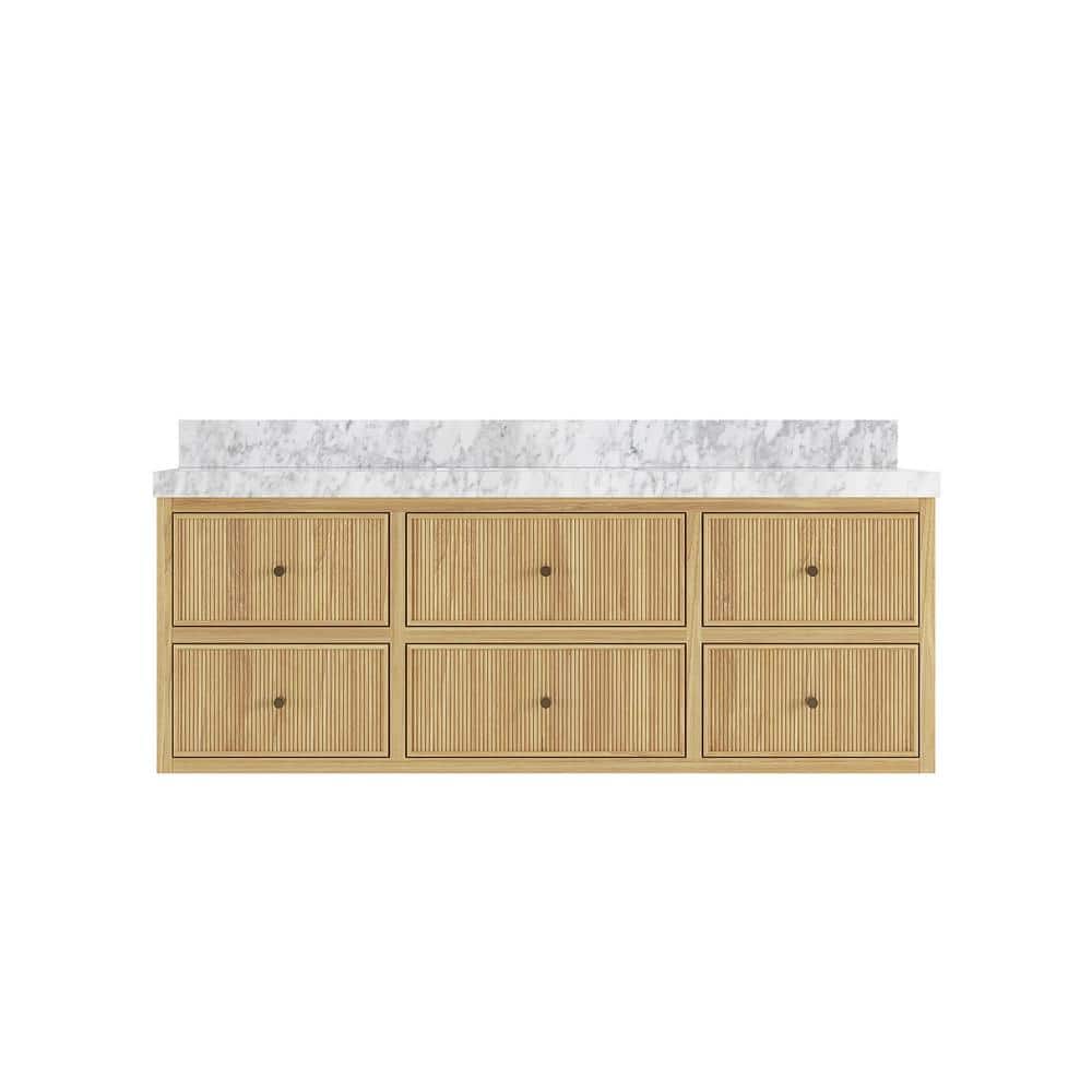 Sonoma Floating 60 in. H Single Sink Freestanding Light Natural Bath Vanity with Carrara Marble Top Unassembled price history on PriceWatchPro