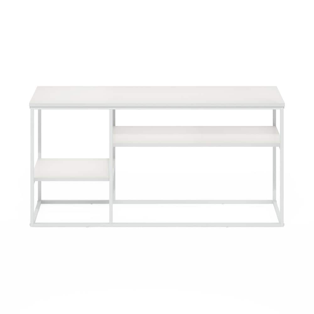 White Metal and Wood Minimalist TV Stand for 50 Inch TV