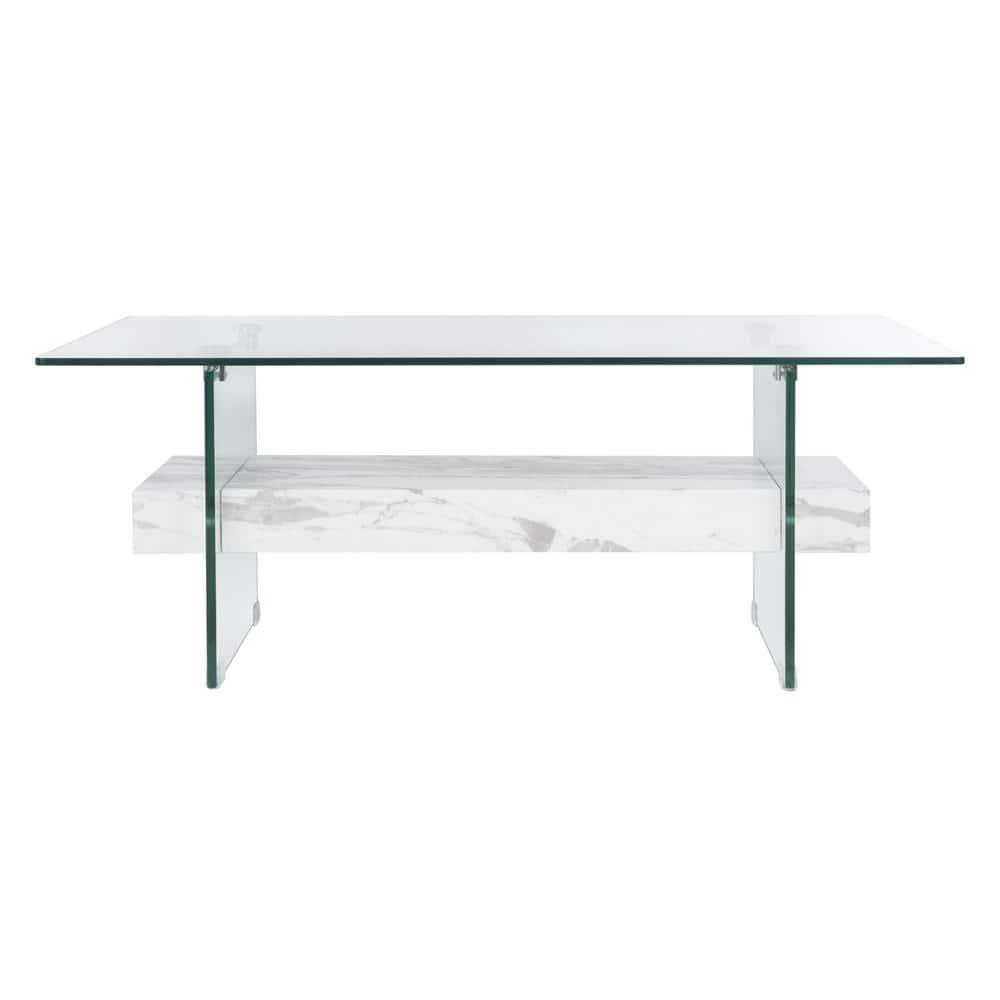 Kayley Rectangular Glass and Marble Coffee Table