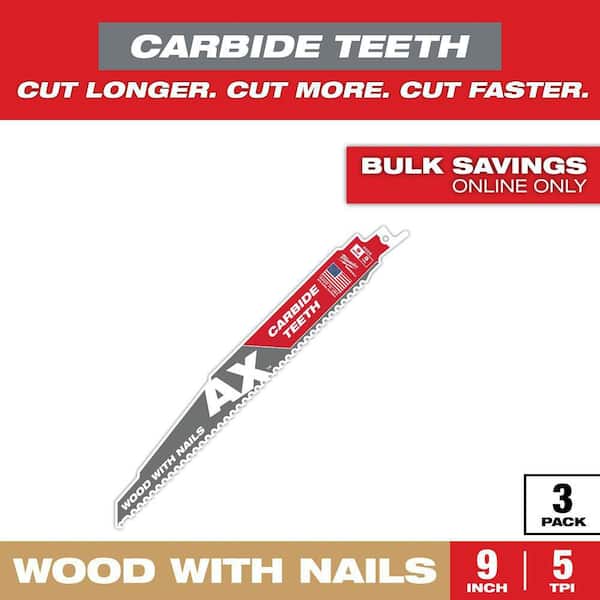 9 in. 5 TPI AX Carbide Teeth Demolition Nail-Embedded Wood Cutting SAWZALL Reciprocating Saw Blades (3-Pack)