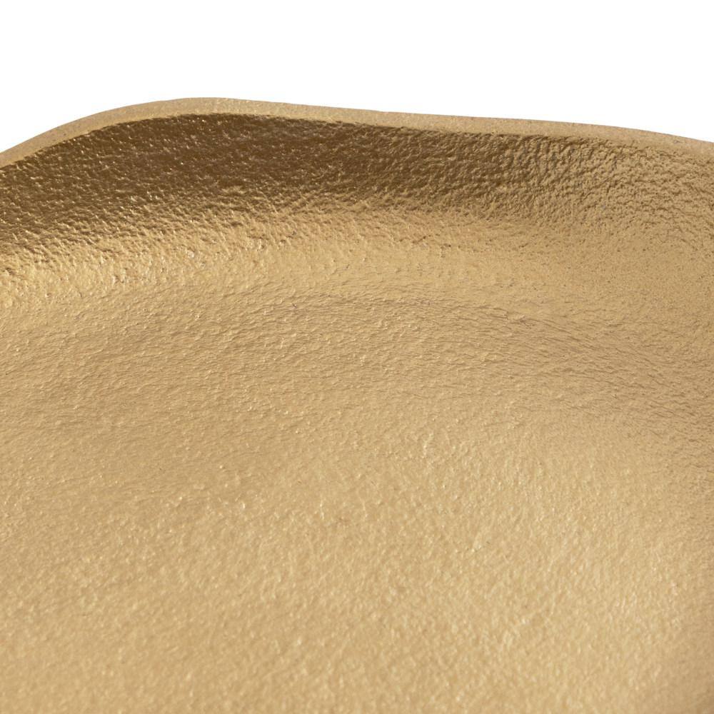 Gold Scalloped Oval Footed Metal Tray, 14 x 8