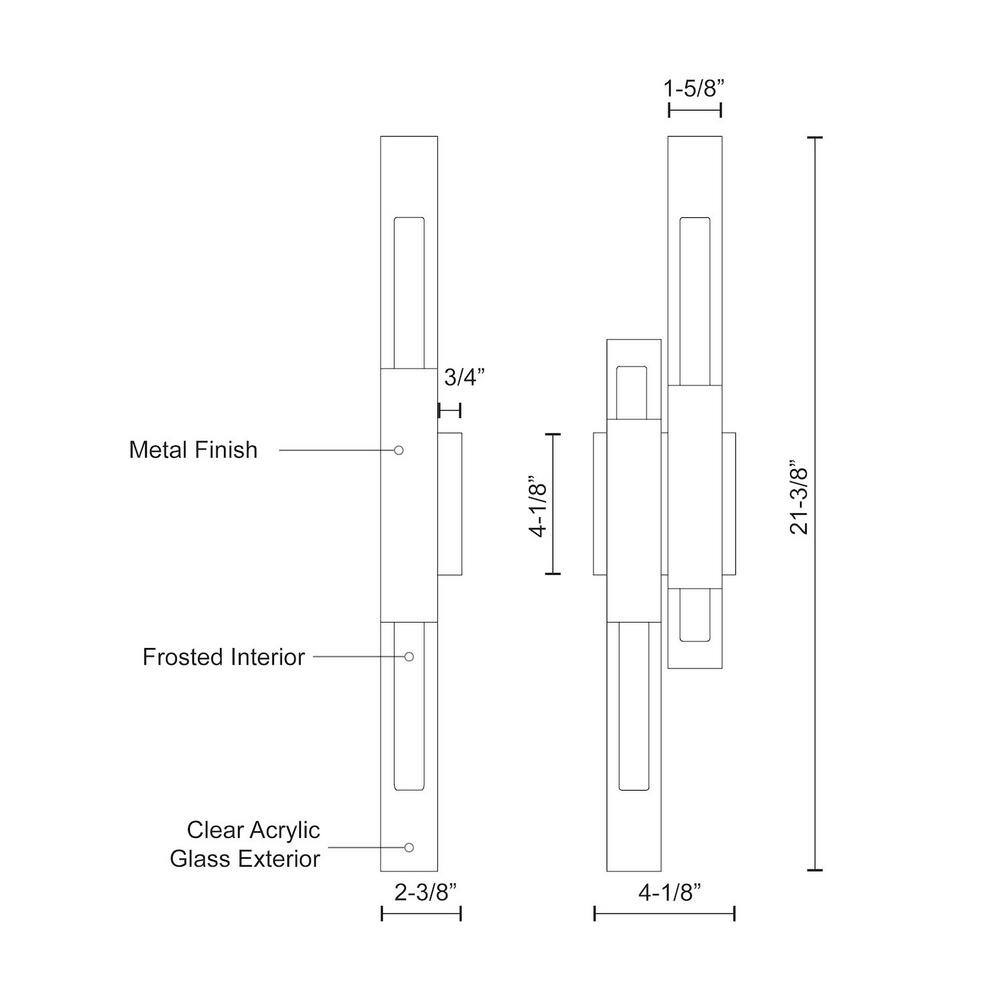 Martelo 21" Chrome Dimmable Direct Wired Sconce