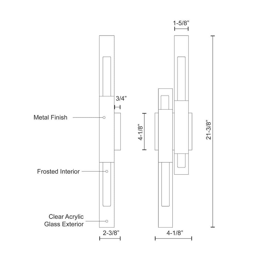 Martelo 21" Chrome Dimmable Direct Wired Sconce