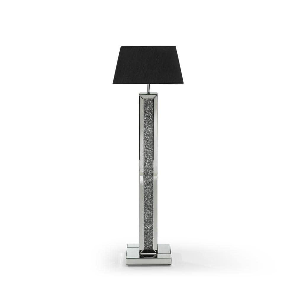 Decor 55.9 in. Silver Floor Lamp with Black Lampshade