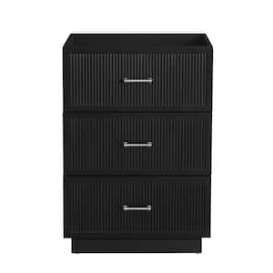 17.9 in. W x 23 in. D x 33.5 in. H MDF Wall Mounted Bath Vanity Cabinet without Top in Black with 3 Drawers