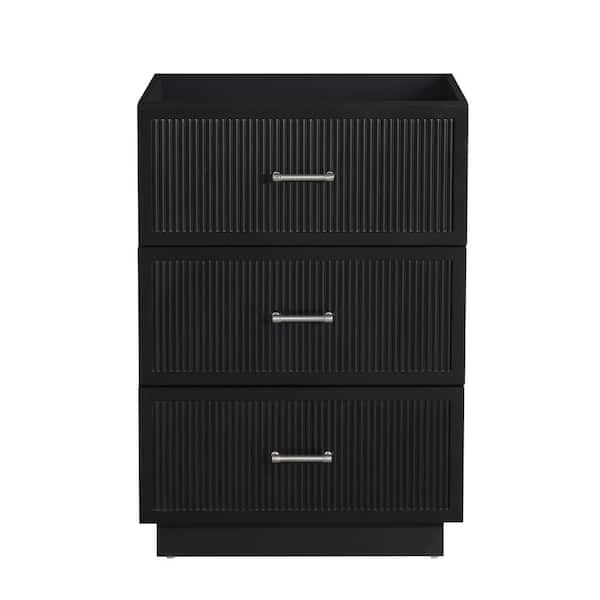 FUNKOL 17.9 in. W x 23 in. D x 33.5 in. H MDF Wall Mounted Bath Vanity Cabinet without Top in Black with 3 Drawers