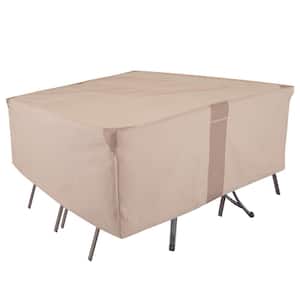 Monterey Water Resistant Rect/Oval Outdoor Patio Table and Chair Cover, 100 in. W x 70 in. D x 35 in. H, Beige