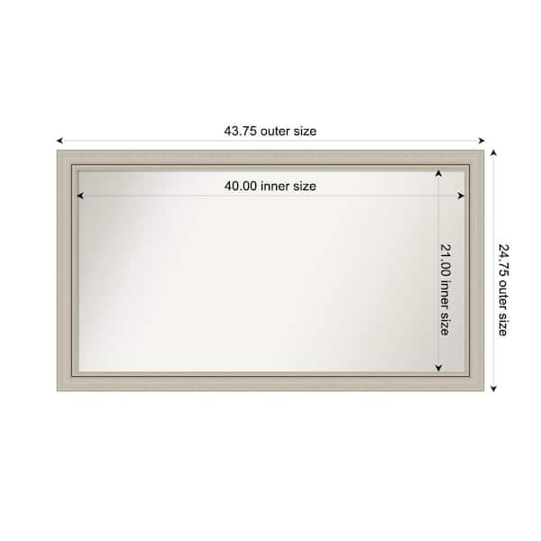 Amanti Art Romano Silver Narrow 43.75 in. x 24.75 in. Custom Non-Beveled Wood Framed Bathroom Vanity Wall Mirror