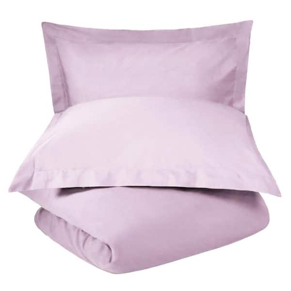 HomeRoots Lilac Solid Color Twin Cotton Duvet Cover Set