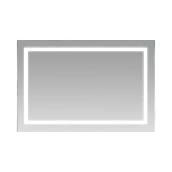 IDEAGLE Modern 32 in. W x 24 in. H Large Lighted Rectangular Frameless Wall Mount Anti-Fog Bathroom Vanity Mirror in Silver